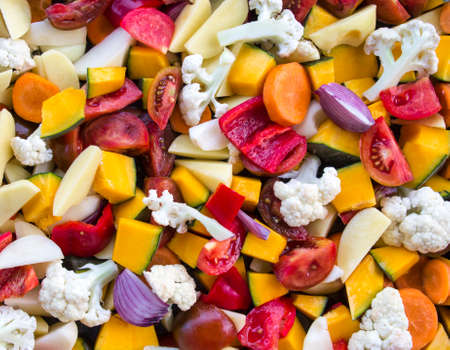 sliced vegetables autumn different colorsの写真素材