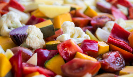 sliced vegetables autumn different colorsの写真素材