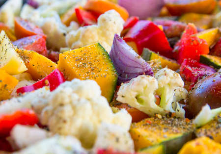sliced vegetables autumn different colors a piece of onion seasoning spices Viennese herbsの写真素材