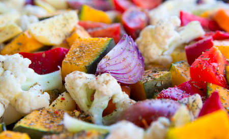 sliced vegetables autumn different colors a piece of onion seasoning spices Viennese herbsの写真素材