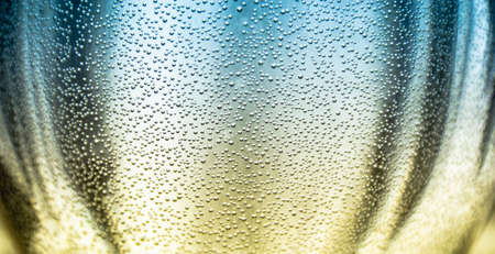 semicircular bowl with liquid bubbles cold and warm dawn air water drinkの写真素材