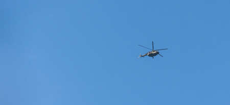 blue sky on which helicopter fliesの写真素材