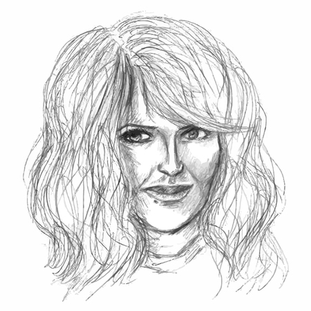 portrait of a beautiful girl with lush hair drawn in pencil. vector drawing. portrait of a beautiful girl with lush hair drawn in pencil. female portrait in pencil.のイラスト素材
