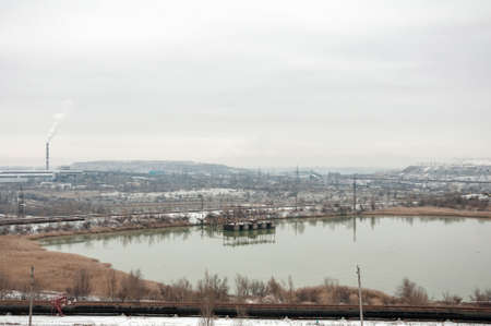 view of sludge tank in winter