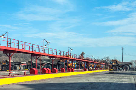heavy trucks at repair station