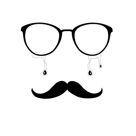 Tear in eyeglasses on mustacheのイラスト素材