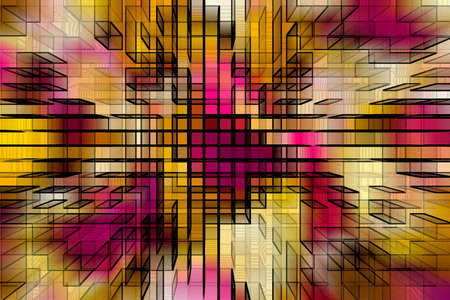 Strong lines and blurs on a bright patterned background