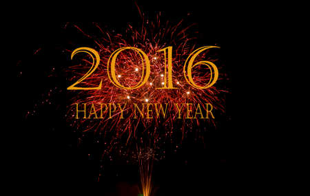 fireworks and the year 2016 showing the celebrations of a new yearの写真素材