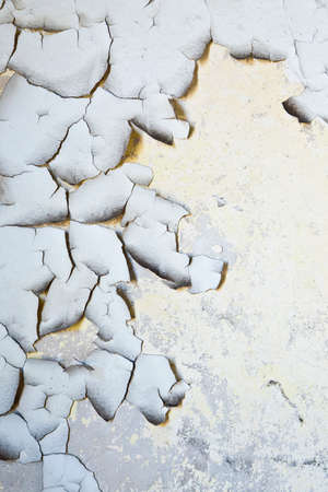 portrait view of old cracked flaky paint on a grungy cracked wall