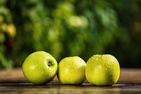 green apples on the table