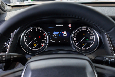 Vinnitsa, Ukraine - March 18, 2018. Toyota Camry concept car - interior insideのeditorial素材