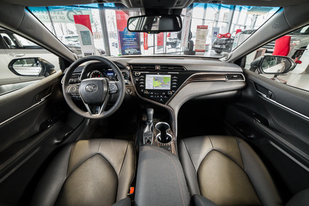 Vinnitsa, Ukraine - March 18, 2018. Toyota Camry concept car - interior inside