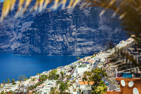 Cityscape view of Los Gigantes cliffs. Tenerife, Canary Islands, Spainの写真素材