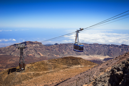 11 of May 2018 - Tenerife, Canary island, Spain. Cableway (funicular) on the national park volcano Teideの写真素材