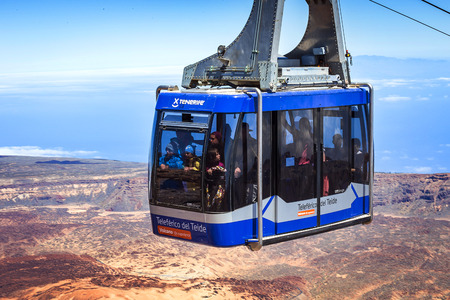 11 of May 2018 - Tenerife, Canary island, Spain. Cableway (funicular) on the national park volcano Teideのeditorial素材