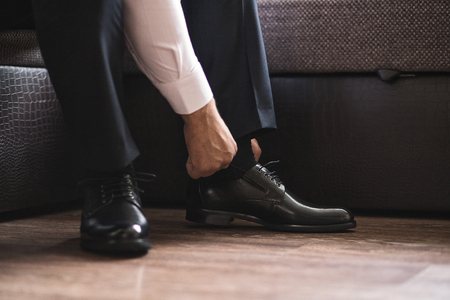 businessman clothes shoes, man getting ready for work,groom morning before wedding ceremony