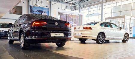 08 of February 2019 - Vinnitsa, Ukraine. Showroom of Volkswagen VWのeditorial素材