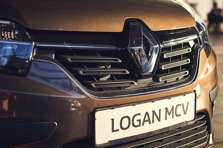Vinnitsa, Ukraine - April 02, 2019. Renault Logan MCV - new model car presentation in showroom -...