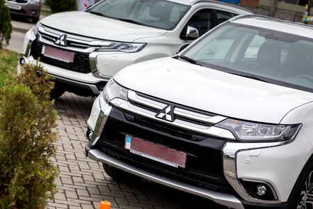 07 of August 2017 - Vinnitsa, Ukraine. Showroom of  Mitsubishiのeditorial素材