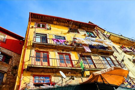Porto, Portugal - December of 11, 2018:  Streets of Porto with typical small houses in the city centerのeditorial素材