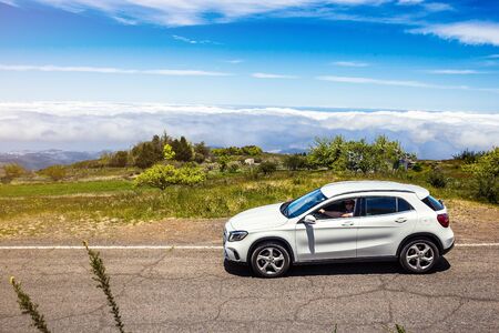 Gran Canaria, Spain - May 12, 2018. Mercedes-Benz GLA test drive in Gran Canaria Island roadsのeditorial素材