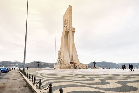 LISBON, PORTUGAL - December 12, 2018:  Padrao dos Descobrimentos (Monument to the Discoveries)  on bank of the Tagus River celebrating the Portuguese Age of Discovery during the 15th and 16th centuriesのeditorial素材