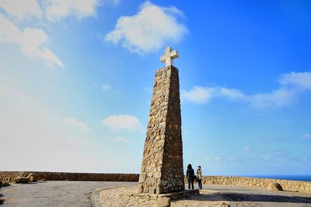 Cabo da Roca, Portugal - December 13 2018: The cross and the monument to the most occidental point of Europeのeditorial素材