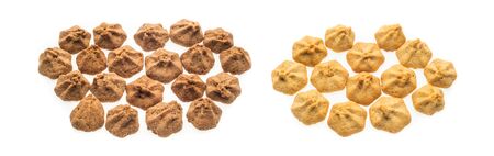 Collage with tasty dietary food biscuit cookies isolated on white background