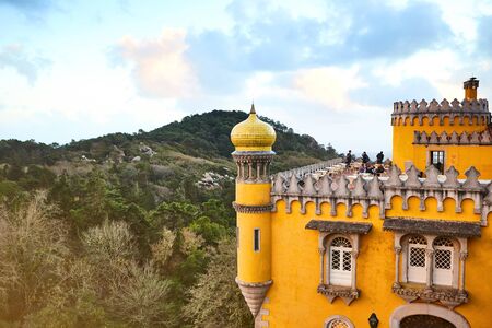13 of December 2018 -  Lisbon, Portuga: Pena Palace in Sintra. Famous landmark. Most beautiful castles in Europeのeditorial素材
