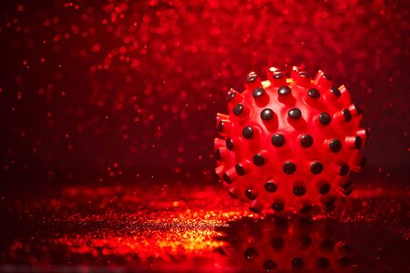 Coronavirus, COVID-19 SARS,Coronaviridae , SARS-CoV, SARSCoV, virus 2020 , MERS-CoV
Virus molecule concept on red background and water splashの写真素材