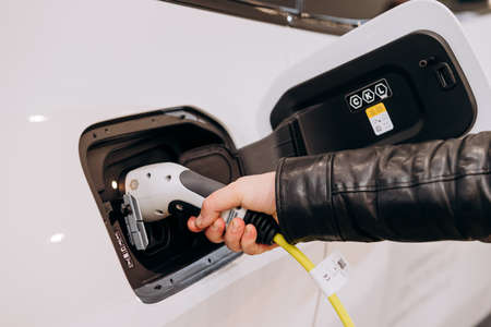 Vinnitsa, Ukraine - January 14, 2022. BMW IX - new model all-electric SUV car presentation in...