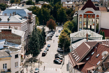 Ivano-Frankivsk, Ukraine - August 23, 2019: : View from city hall on Ivano-Frankivskのeditorial素材