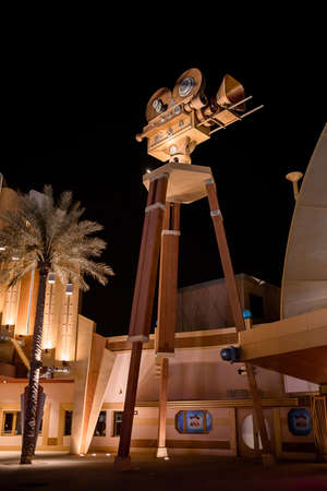 DUBAI; UNITED ARAB EMIRATES - November 05; 2021: Territory of the DUBAI Parks And Resorts at nightのeditorial素材