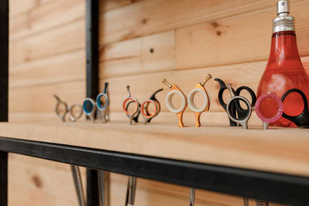 Accessories for dogs grooming such as grooming scissors. The concept of advertising grooming and...
