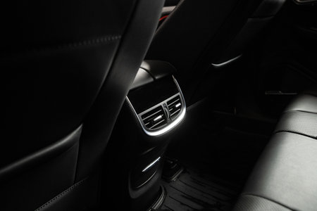 Vinnitsa, Ukraine - February 03, 2024: MG Marvel R interior detail showcasing premium rear seat air vents and luxurious designのeditorial素材
