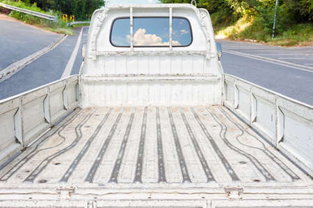 Empty Old trucks On the road slopes down.の写真素材