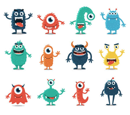 Set of Monsters Isolated on White Backgroundのイラスト素材