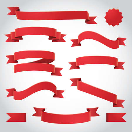 Red Vector Ribbons Setのイラスト素材