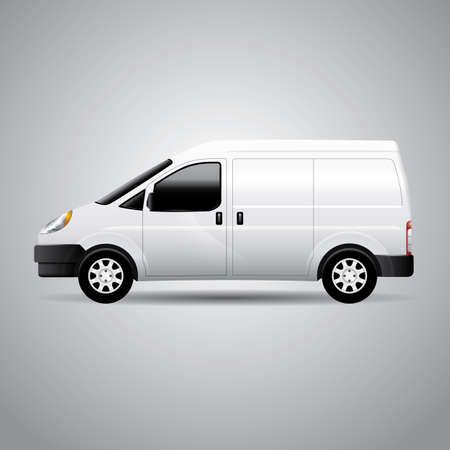 Realistic delivery van vector illustration. Perfect for applying advertising and company graphics (branding)のイラスト素材