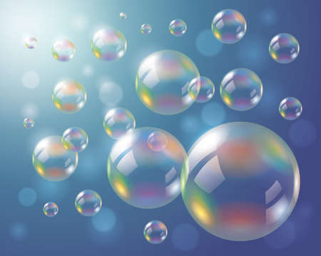 Soap Bubbles Background. Eps10 vector file, contains transparent objectsのイラスト素材