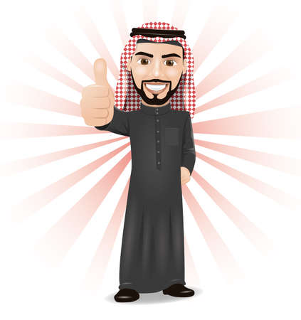 Arabic Businessman Showing Thumbs Up Signのイラスト素材