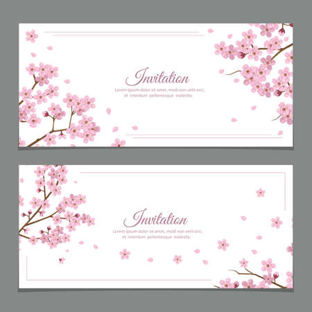 Sakura Flowers Invitation Cardsのイラスト素材