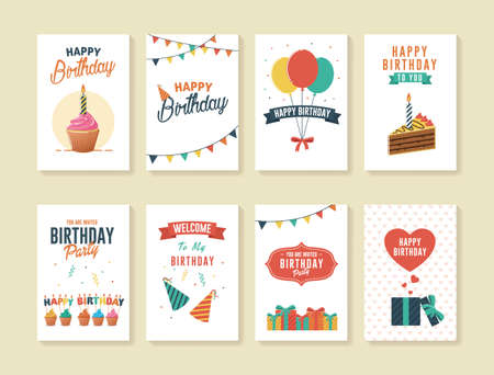 Set of Birthday Greeting and Invitation Cardsのイラスト素材