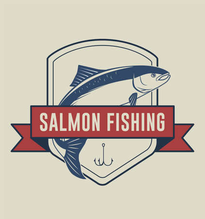 Salmon Fishing Badgeのイラスト素材
