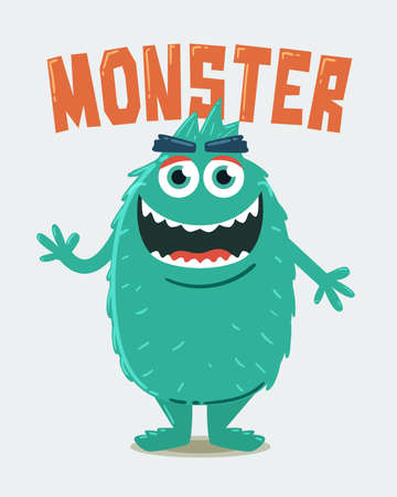 Green Hairy Monsterのイラスト素材