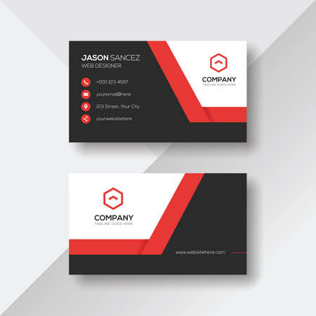 Elegant Business Card with Red Detailsのイラスト素材