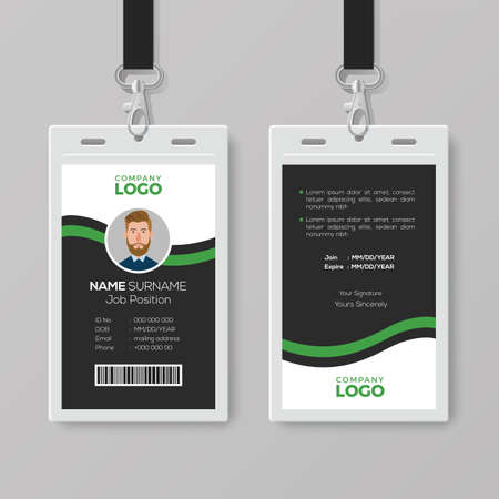 Corporate ID Card Template with Green Detailsのイラスト素材