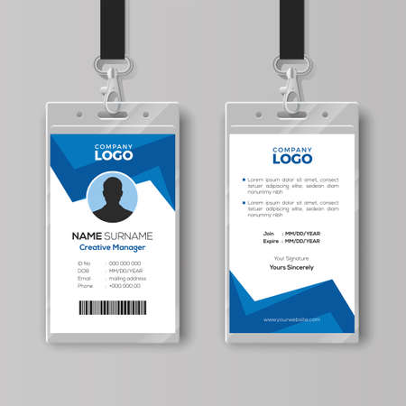 Creative ID Card Template with Abstract Blue Backgroundのイラスト素材