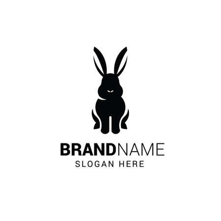Rabbit sitting logo template isolated on white backgroundのイラスト素材