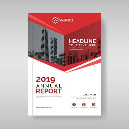 Annual report cover template with red geometric shapesのイラスト素材